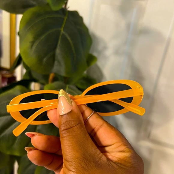 1pc Fashionable Sunshine Yellow Oval Frame Y2K Unisex Oversized Fashion Glasses - Picture 3 of 4